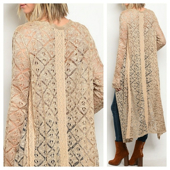 LAST ONE. Small. Taupe long knit cardigan - Picture 2 of 2